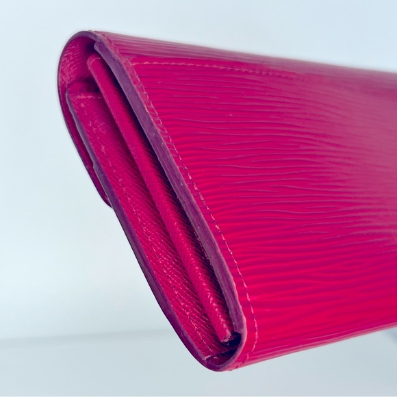 EUC Louis Vuitton Epi Magenta Portefeuille Sarah Leather Snap Zip Wallet COA - Picture 10 of 16